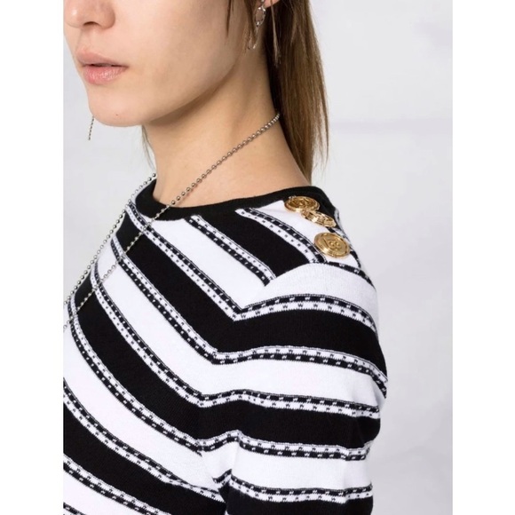BALMAIN horizontal-stripe pattern short-sleeve top - Picture 3 of 12